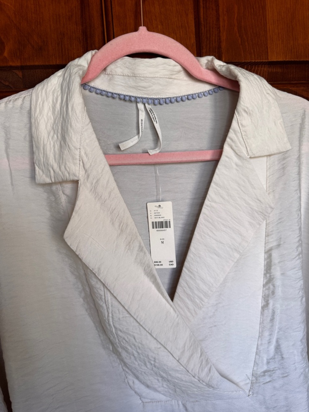 Anthropologie Cream Woven V-Neck Collar Long-Sleeve Top - Picture 6 of 11